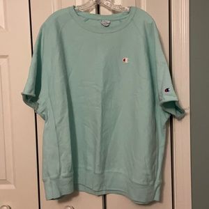 Champion Mint Green Short (cut) sleeve reverse weave sweatshirt